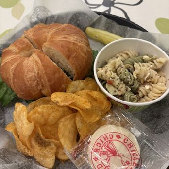 Chicken Salad Chick - One scoop of Dixie Chick on a croissant, pasta salad, and jalapeño chips. $14.10 - Southern Near Me - Tulsa, Oklahoma Chicken Salad Chick - One scoop of Dixie Chick on a croissant, pasta salad, and jalapeño chips. $14.10 - Southern Near Me - Tulsa, Oklahoma