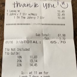 The food was really good I forgot to take a picture of it, so here's the receipt instead. The food was really good I forgot to take a picture of it, so here's the receipt instead.