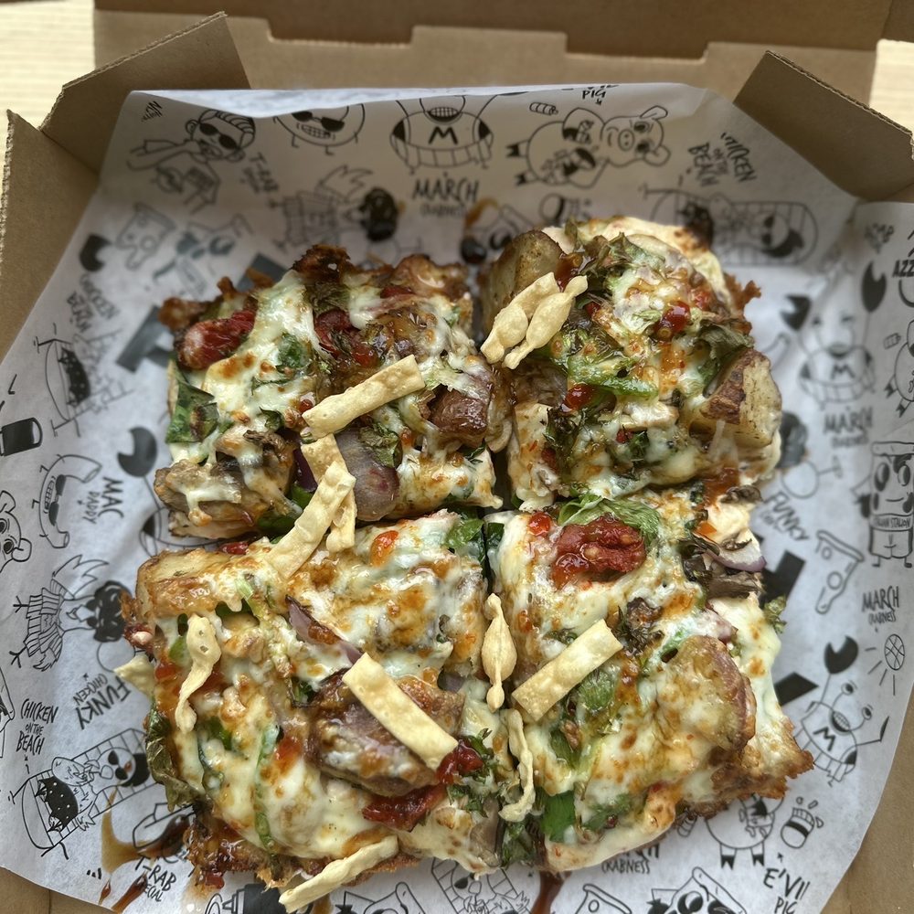 Azzip Pizza - "March Crabness" regular square thick pizza - Pizza Near Me - Bloomington, Indiana Azzip Pizza - "March Crabness" regular square thick pizza - Pizza Near Me - Bloomington, Indiana