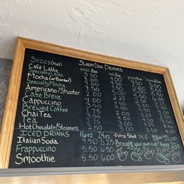 a menu on a blackboard