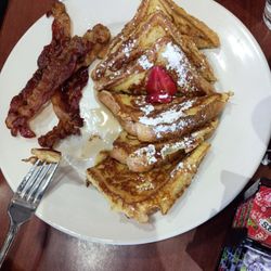 Nick's Four Roses - Full serving of French toast plus bacon