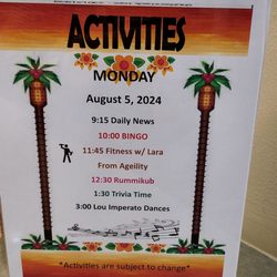 The Gardens of Port St. Lucie by Five Star Senior Living - Today's activities at Gardens of Port St Lucie PSL FL Mon 8-5-24
