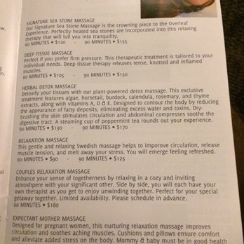Overleaf Lodge & Spa - Spa menu - Hotels Near Me - Yachats, Oregon