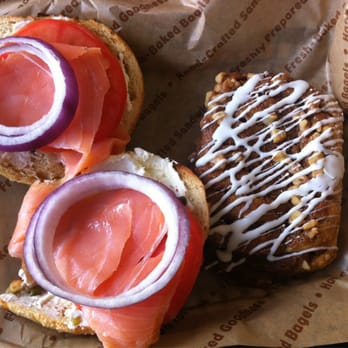 Einstein Bros. Bagels - My two favorite things here: nova lox & bagel on a toasted green chili bagel  and a cinnamon walnut strudel - Bagels Near Me - Gurnee, Illinois