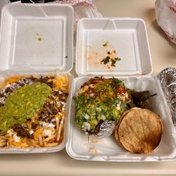 Frida’s Taqueria - Carne Asada Fries , Papa Birria and Carne Asada Burrito. Big portions. Look at the size of that burrito.