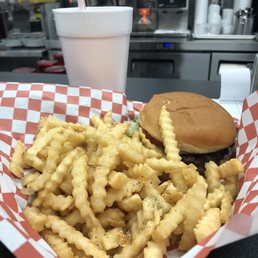 Hamburger with Fries and Pink Lemonade Hamburger with Fries and Pink Lemonade