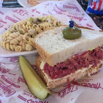 Heroes - Half order pastrami and turkey sandwich with pasta salad. - American Near Me - Riverside, California Heroes - Half order pastrami and turkey sandwich with pasta salad. - American Near Me - Riverside, California