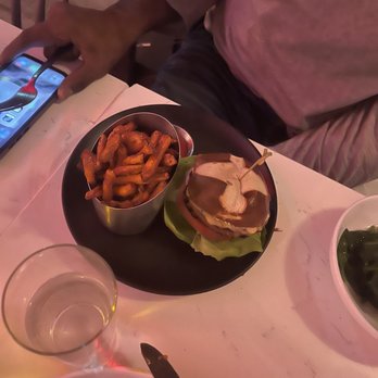 P.S. Kitchen - P.S. Burger with sweet potato fries. - Vegetarian Near Me - New York, New York