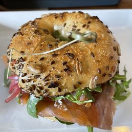 Smoked salmon everything bagel
