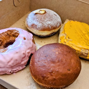 Temple Pastries - Blood Orange Campari Cake Donut,  Coconut Curry Puff Pastry,  Horchata Brioche Donut, Manchego and Paprika donut - Bakeries Near Me - Seattle, Washington