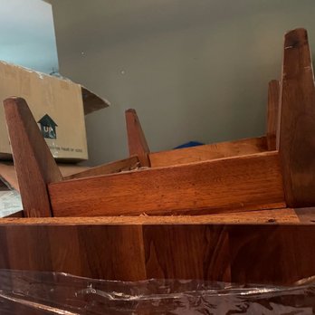 Bay Park Moving - Totally smashed vintage record cabinet. it was only wrapped with plastic. - Movers Near Me - San Diego, California Bay Park Moving - Totally smashed vintage record cabinet. it was only wrapped with plastic. - Movers Near Me - San Diego, California