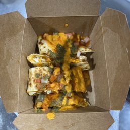 Chicken quesadilla with all the sauces. Chicken quesadilla with all the sauces.