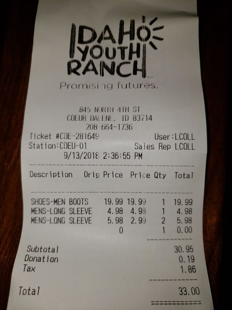 IDAHO YOUTH RANCH 845 N 4th St, Coeur D Alene, Idaho Thrift Stores