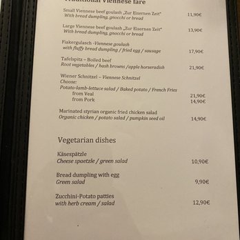 Gasthaus Zur Eisernen Zeit - Menu - Austrian Near Me - Vienna, 9