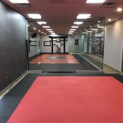 Maywood Karate - This is a picture of the dojo floor from the entrance door. Great facility, great Sensei's, great for kids and adults!