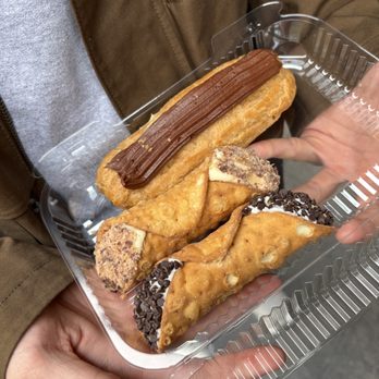 Bova's Bakery - Chocolate Eclair, Creme Brulee Cannoli, Chocolate Chip Cannoli - Bakeries Near Me - Boston, Massachusetts