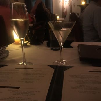 Oak Steakhouse - Starter cocktails: prosecco , dirty martini with blue cheese stuff olives - Steakhouses Near Me - Charleston, South Carolina Oak Steakhouse - Starter cocktails: prosecco , dirty martini with blue cheese stuff olives - Steakhouses Near Me - Charleston, South Carolina