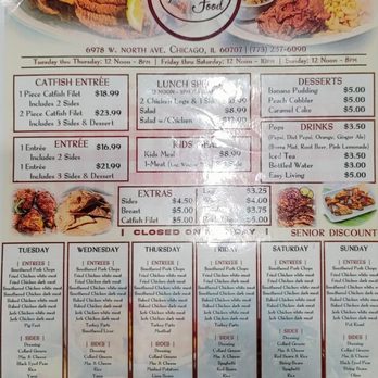 6978 Soul Food - Here's the menu for 6978. I noticed a short disclosure in the lower left regarding Groupon. - Soul Food Near Me - Chicago, Illinois 6978 Soul Food - Here's the menu for 6978. I noticed a short disclosure in the lower left regarding Groupon. - Soul Food Near Me - Chicago, Illinois