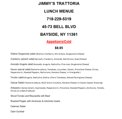 Menu photo 8 Jimmy's Trattoria Bayside, NY Menu photo 8 Jimmy's Trattoria Bayside, NY