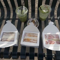 strawberry matcha, horchata matcha, Spicy sunomono, Chicken katsu sandwich , spicy chicken katsu, strawberry sandwich.