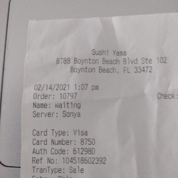 Sushi Yama - proff my husband came in at this time stamped reciept and was ignored because he looked like a black youth till I came in 1:40 left w/ foo - Japanese Near Me - Boynton Beach, Florida Sushi Yama - proff my husband came in at this time stamped reciept and was ignored because he looked like a black youth till I came in 1:40 left w/ foo - Japanese Near Me - Boynton Beach, Florida