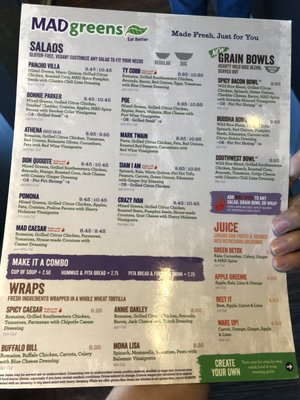Menu photo 5 MAD Greens - 7th & McDowell Phoenix, AZ