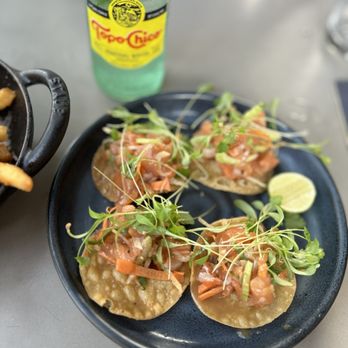 Daily Gather - Salmon "Ceviche" Tostadas* - Breakfast & Brunch Near Me - Houston, Texas Daily Gather - Salmon "Ceviche" Tostadas* - Breakfast & Brunch Near Me - Houston, Texas