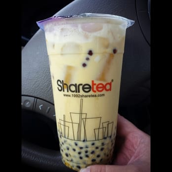 Sharetea - Mango Green Milk Tea with Mini Boba - Coffee & Tea Near Me - Cerritos, California Sharetea - Mango Green Milk Tea with Mini Boba - Coffee & Tea Near Me - Cerritos, California