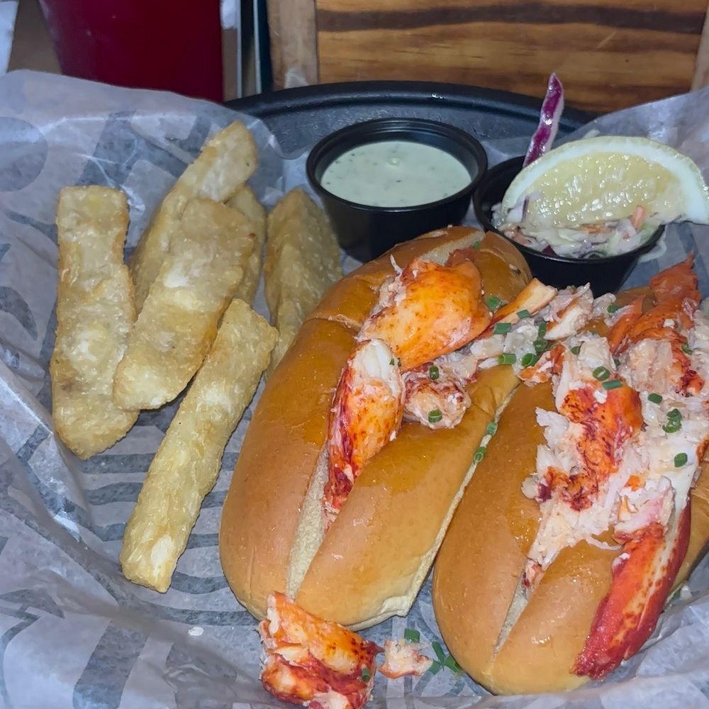 Lobster Roll with yuca fries (yes, it legitimately came with that many fries)