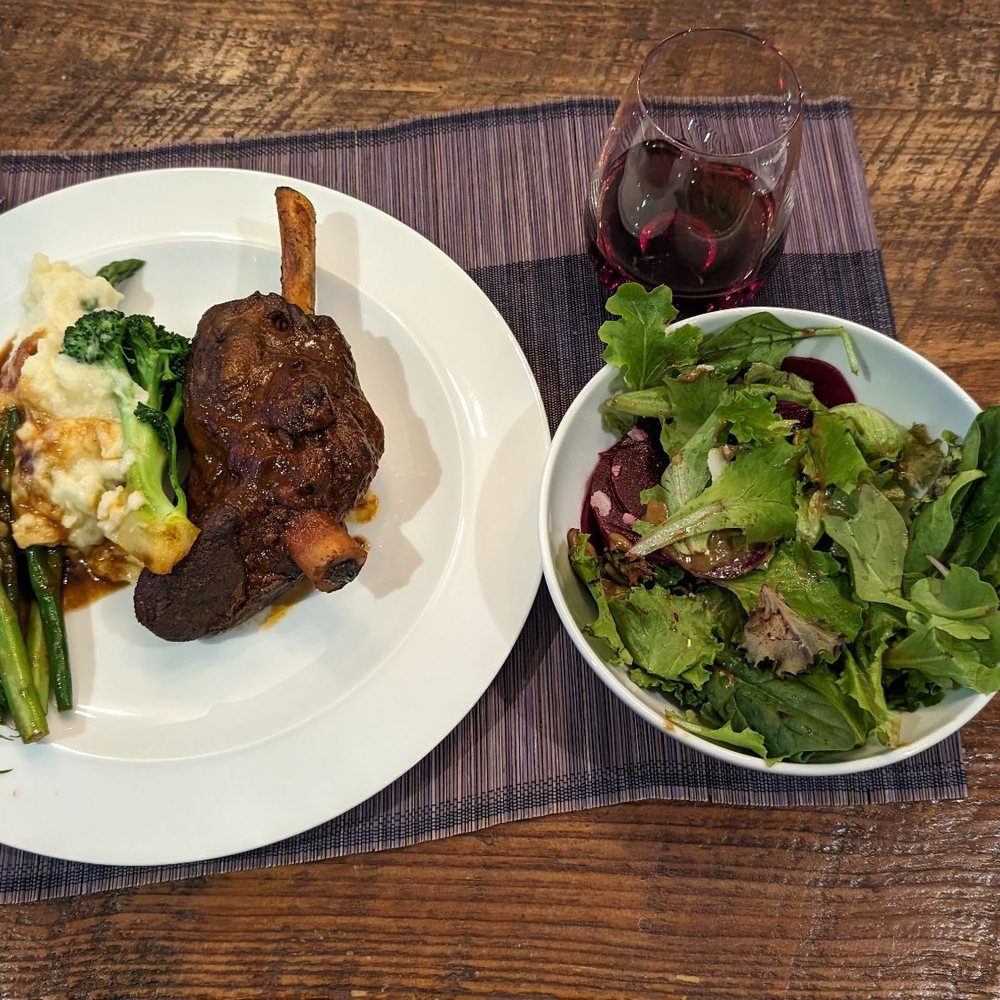 Avant Gout Restaurant - Lamb shank and beet salad (home delivery) - French Near Me - Toronto, Ontario Avant Gout Restaurant - Lamb shank and beet salad (home delivery) - French Near Me - Toronto, Ontario