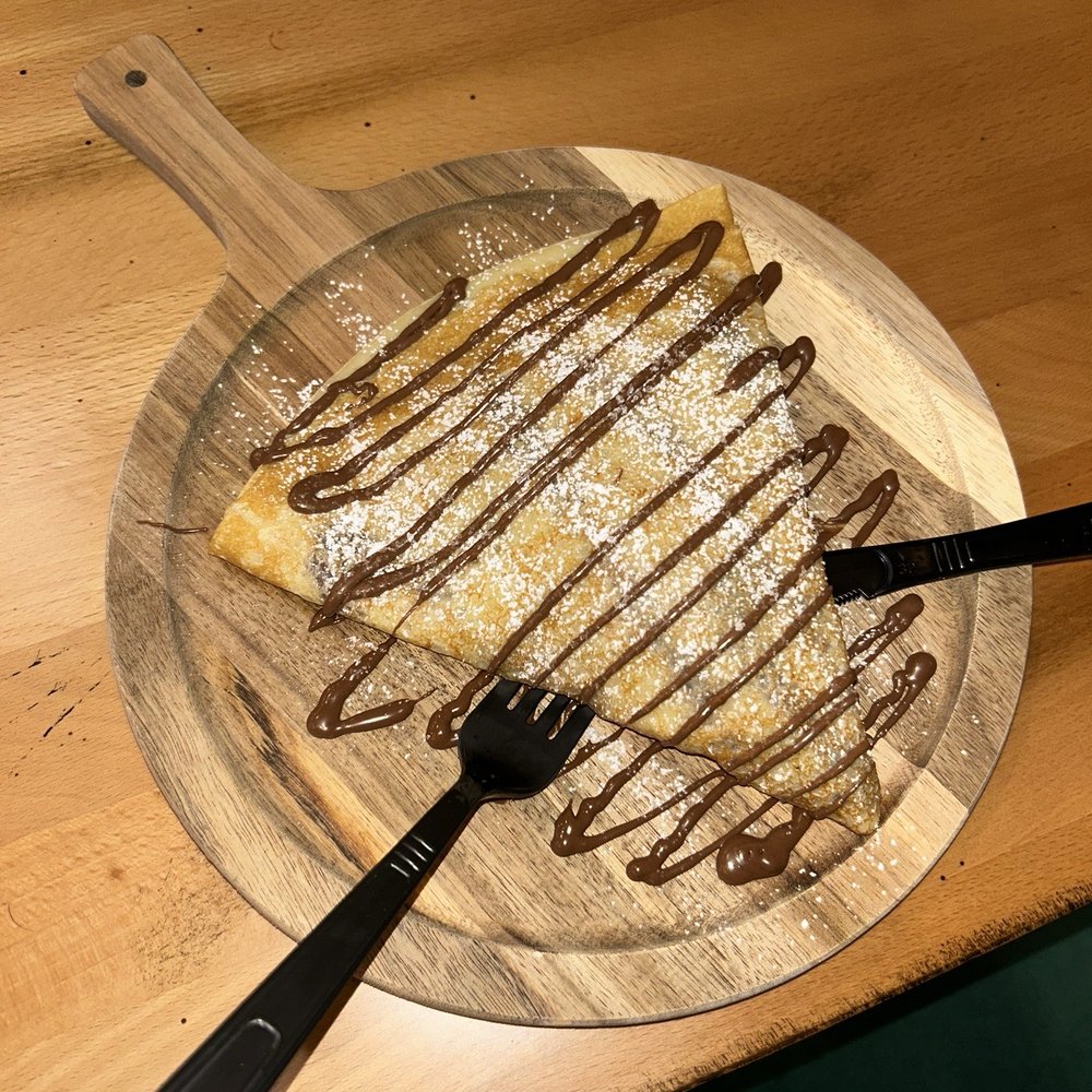 crepe with nutella bananas & strawberries