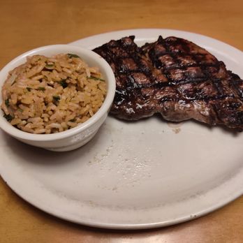 Texas Roadhouse - ribeye steak with side of rice - Barbeque Near Me - Elk Grove, California Texas Roadhouse - ribeye steak with side of rice - Barbeque Near Me - Elk Grove, California