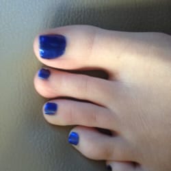 Christine's Nails - My daughters blue toenails.