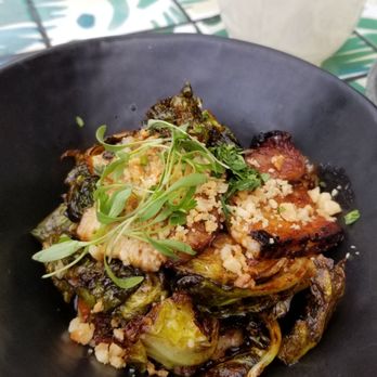 Hideout - Closer look at roastes brussel sprouts with bacon (!) And other accoutrements. - Bars Near Me - Honolulu, Hawaii Hideout - Closer look at roastes brussel sprouts with bacon (!) And other accoutrements. - Bars Near Me - Honolulu, Hawaii