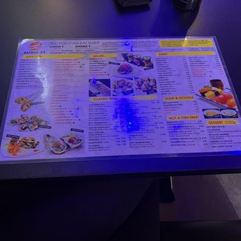 Sushi 21 - Front of the menu - Sushi Bars Near Me - Las Vegas, Nevada Sushi 21 - Front of the menu - Sushi Bars Near Me - Las Vegas, Nevada