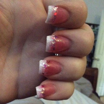 Dimension Nails - Subltle pink on my white nails.  Very fun!  LOVED that pink color! - Nail Salons Near Me - Concord, California
