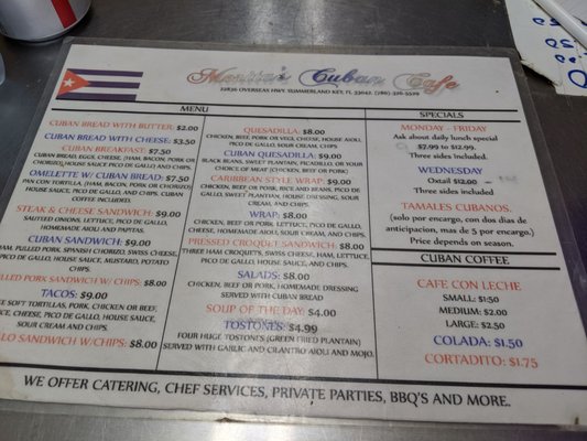 Menu photo 2 Moritas Cuban Cafe Cudjoe Key, FL Menu photo 2 Moritas Cuban Cafe Cudjoe Key, FL