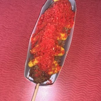K-Bop Korean Kitchen - Spicy Cheeto corn dog - Korean Near Me - Jacksonville, Florida K-Bop Korean Kitchen - Spicy Cheeto corn dog - Korean Near Me - Jacksonville, Florida