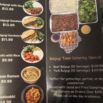 Bulgogi Town - Abbreviated menu . - Korean Near Me - Azusa, California