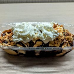 Braum's Ice Cream and Dairy Store - Triple scoop hot fudge sundae.