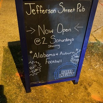 Jefferson St. Pub - Sign out front of Jefferson Street Pub that night. - Pubs Near Me - Huntsville, Alabama