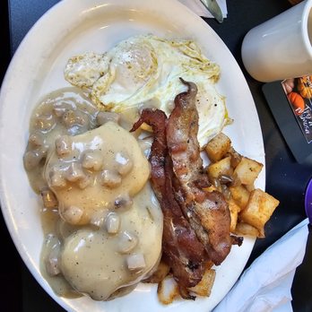 Campfire Grill - Gravy and biscuits, with eggs and potatoes and bacon. - American Near Me - Depew, New York