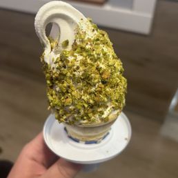 Vanilla soft serve with Pistachio Dust