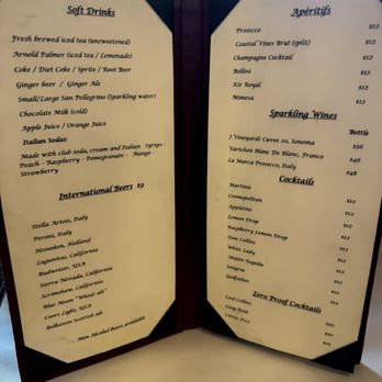 Fiore Restaurant - Drink menu - Italian Near Me - Concord, California