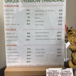 Price List - Unique Eyebrow Threading