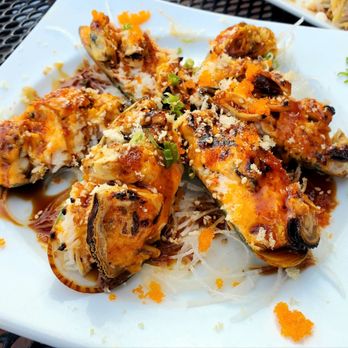 Kitajima Sushi & Thai - Baked mussels (2 orders, 1 order comes with 3). This was good! - Japanese Near Me - Tustin, California Kitajima Sushi & Thai - Baked mussels (2 orders, 1 order comes with 3). This was good! - Japanese Near Me - Tustin, California