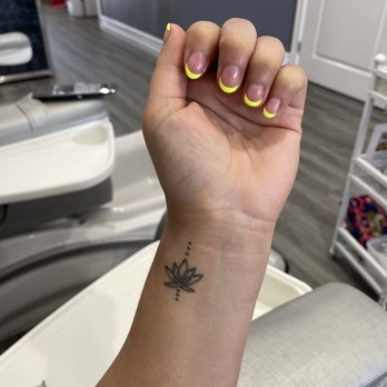 TNT Nail Spa - First set: neon yellow French tips - Nail Salons Near Me - Dublin, California