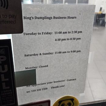 Bing's Dumpling - Business Hours - Dim Sum Near Me - Fremont, California Bing's Dumpling - Business Hours - Dim Sum Near Me - Fremont, California