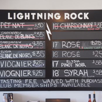 Lightning Rock - Wine bottle list - Wine Tasting Room Near Me - Summerland, British Columbia