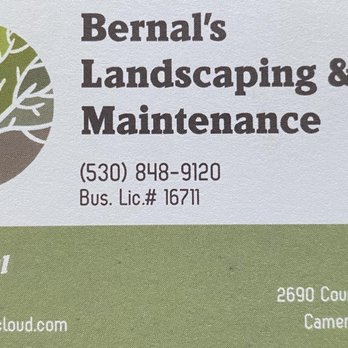 Bernal's Landscaping & Maintenance - 5/7/2022: Bernal's Landscaping & Maintenance's business card. - Landscaping Near Me Bernal's Landscaping & Maintenance - 5/7/2022: Bernal's Landscaping & Maintenance's business card. - Landscaping Near Me